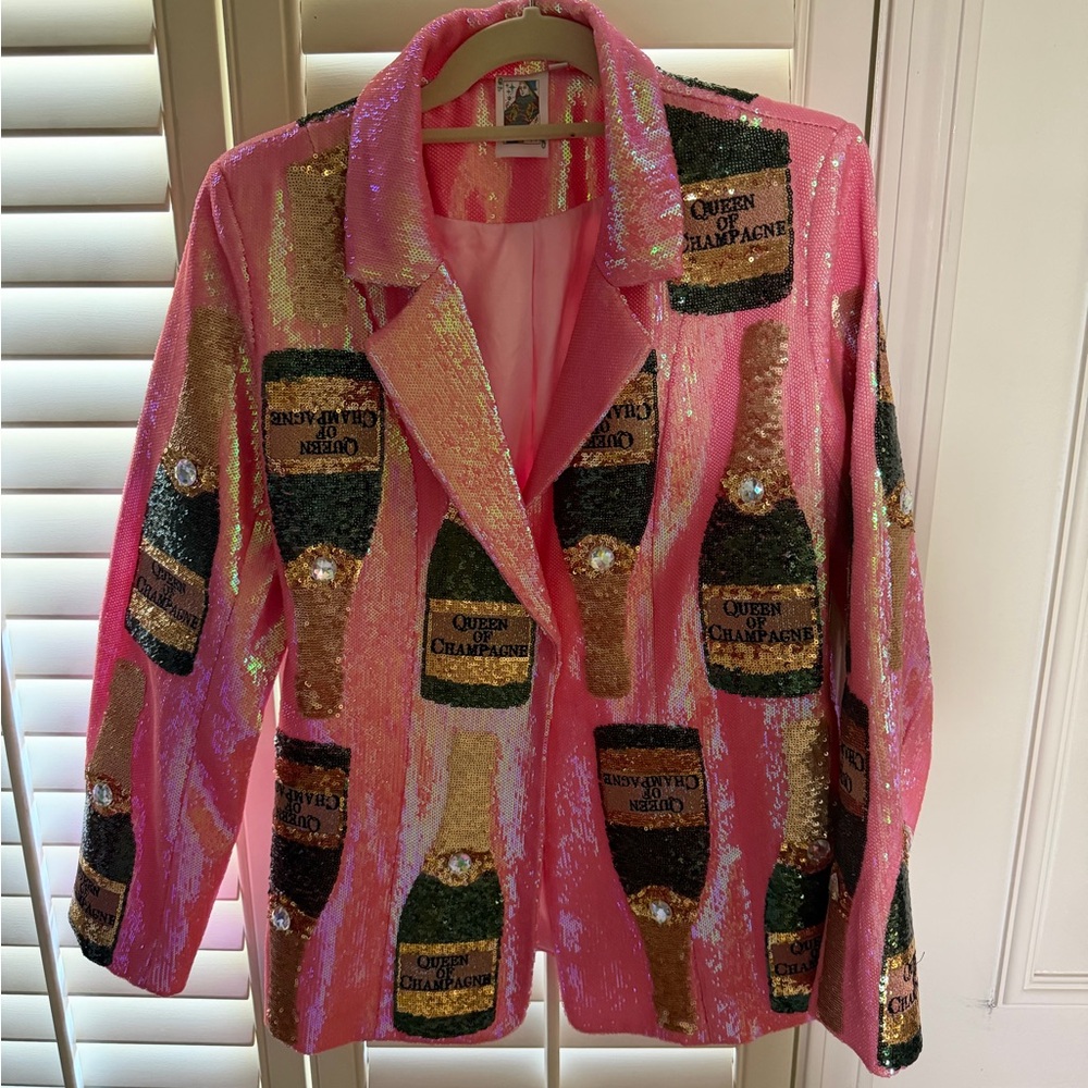 Queen of Sparkles Pink and Gold Sequin Blazer size M worn twice - Picture 3 of 8